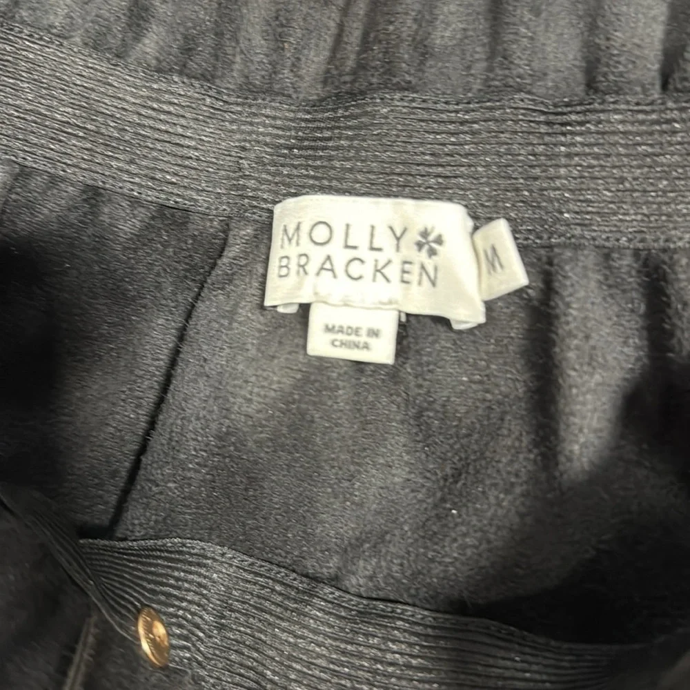 MOLLY BRACKEN Black Faux Leather Skirt with Button Detail Size Medium
